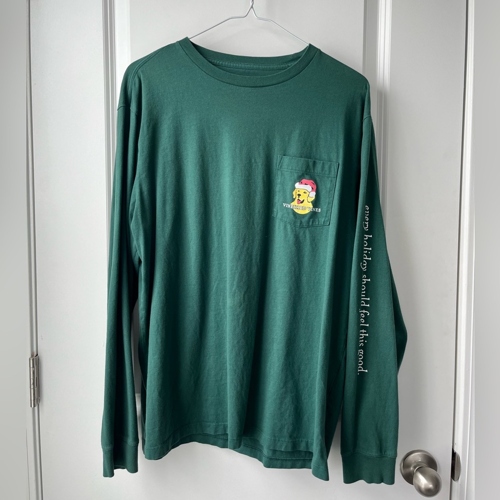 vineyard vines green long sleeve holiday shirt